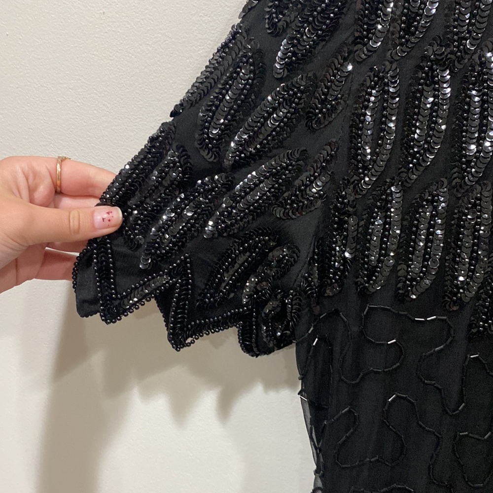 Women’s black beaded dress size medium - Picture 4 of 10
